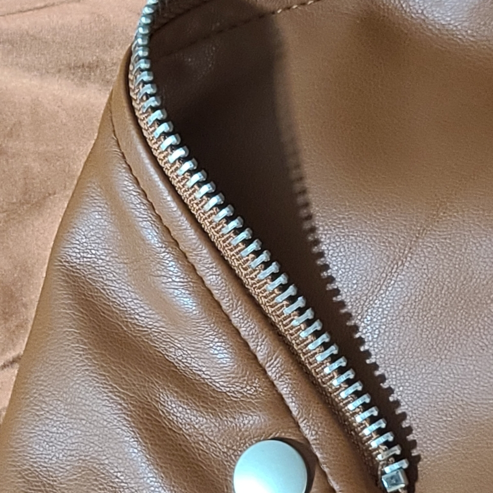 Torrid Moto Faux Leather Asymmetrical Moto Jacket - Brown - Picture 10 of 15